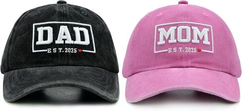 Funny Mom and Dad Est 2025 Hats, Gifts for New Parents, New Mom and Dad Hats, 3D Embroidered Adjustable Baseball Cap in Saudi Arabia