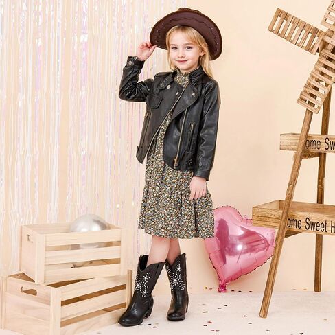 Sparkly Rhinestone Cowgirl Boots Toddler to Big Kids Mid Calf Zipper Low Heel Pointed Toes Party Birthday Dress Up in Saudi Arabia