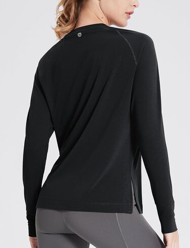 BALEAF Women's Long Sleeve Workout Tops Loose Athletic Shirts Crew Neck Yoga Top Running Hiking Raglan Tee SPF in Saudi Arabia