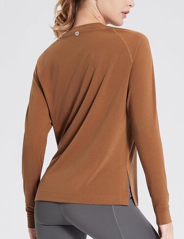 BALEAF Women's Long Sleeve Workout Tops Loose Athletic Shirts Crew Neck Yoga Top Running Hiking Raglan Tee SPF in Saudi Arabia