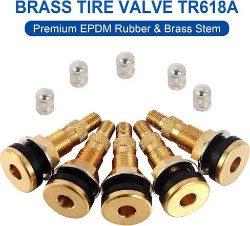 TR618A Brass Truck Tire Valve Stems, Clamp-in Valve Stem for Tubeless Industrial and Agricultural Wheels, his fits All Standard 5/8" Valve stem Holes and is 2.12" inches Long, Pack of 2 in Saudi Arabia