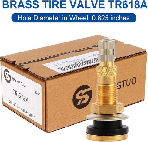 TR618A Brass Truck Tire Valve Stems, Clamp-in Valve Stem for Tubeless Industrial and Agricultural Wheels, his fits All Standard 5/8" Valve stem Holes and is 2.12" inches Long, Pack of 2 in Saudi Arabia