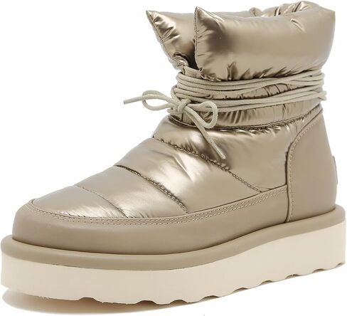 Mel&Syd 100% Australian Sheepskin Women Snow Boots - Waterproof Fur Lined Shearling Boots - Warm Insulated Lace Up Elastic Belt Mini Boots with Memory Foam Rubber Non-Slip Fashionable Walking Shoes in Saudi Arabia