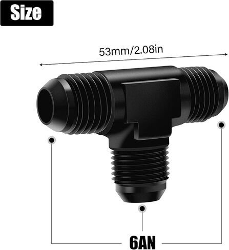 T Union 8AN Male Tee Flare Fitting Adapter, Black Hard Aluminum Anodized Connector, Automotive Accessories Suitable for Vehicle Fuel Oil Line Modification in Kuwait