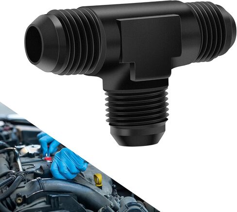 T Union 8AN Male Tee Flare Fitting Adapter, Black Hard Aluminum Anodized Connector, Automotive Accessories Suitable for Vehicle Fuel Oil Line Modification in Kuwait