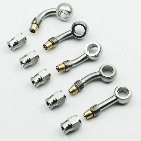2pcs stainless steel straight / 0 degree female AN3-3 3AN to metric M10 10mm 0.4in banjo bolt eye brake hose fitting adapter in Saudi Arabia