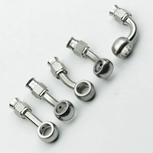 2pcs stainless steel straight / 0 degree female AN3-3 3AN to metric M10 10mm 0.4in banjo bolt eye brake hose fitting adapter in Saudi Arabia