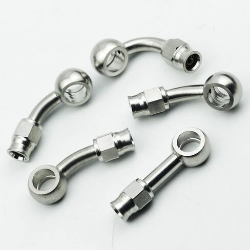 2pcs stainless steel straight / 0 degree female AN3-3 3AN to metric M10 10mm 0.4in banjo bolt eye brake hose fitting adapter in Saudi Arabia