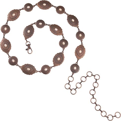 Rustic Couture's Womens Western Cowgirl Chain Belt Rustic Concho Metal Waist Belts in Saudi Arabia