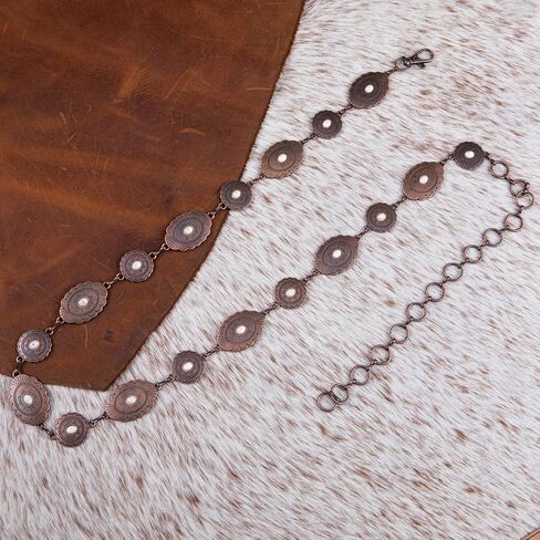 Rustic Couture's Womens Western Cowgirl Chain Belt Rustic Concho Metal Waist Belts in Saudi Arabia