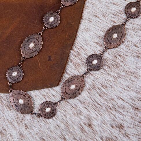 Rustic Couture's Womens Western Cowgirl Chain Belt Rustic Concho Metal Waist Belts in Saudi Arabia