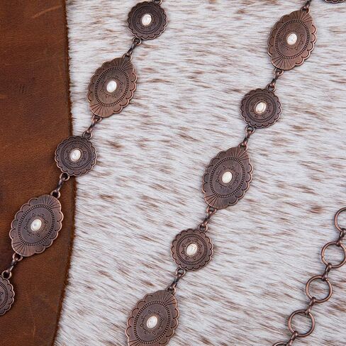 Rustic Couture's Womens Western Cowgirl Chain Belt Rustic Concho Metal Waist Belts in Saudi Arabia