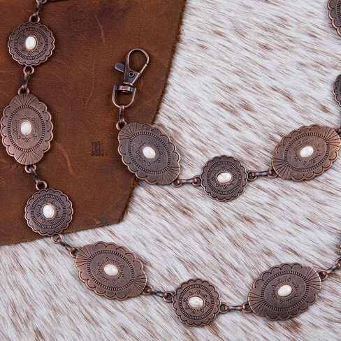 Rustic Couture's Womens Western Cowgirl Chain Belt Rustic Concho Metal Waist Belts in Saudi Arabia