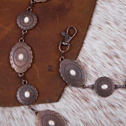 Rustic Couture's Womens Western Cowgirl Chain Belt Rustic Concho Metal Waist Belts in Saudi Arabia
