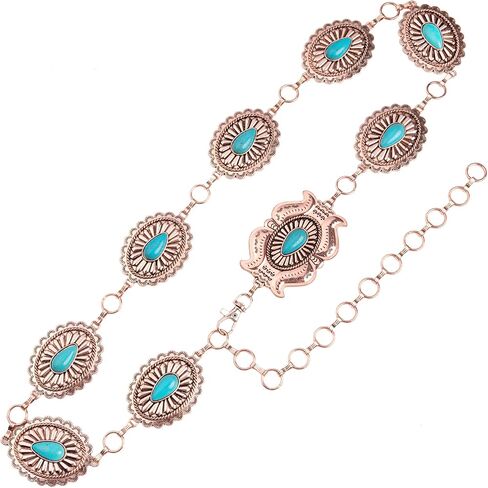 Rustic Couture's Womens Western Cowgirl Chain Belt Rustic Concho Metal Waist Belts in Saudi Arabia