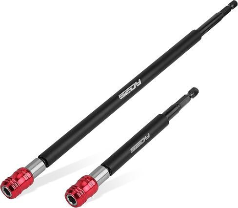 Magnetic Screwdriver Bit Holder Set: 5-Piece 1/4 Inch Hex Shank Quick Release Extension Adapter | Super Straight Durable CR-V Steel | Universal Fit for Impact Driver Bits | 2", 4", 6", 12", 17" Long in Saudi Arabia