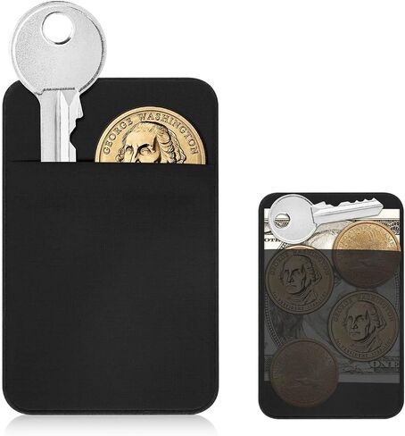 Flat Thin Credit Card Size Key Holder Sleeve - Slim Minimalist Wallet for Men and Women (2-Pack Black) in Saudi Arabia