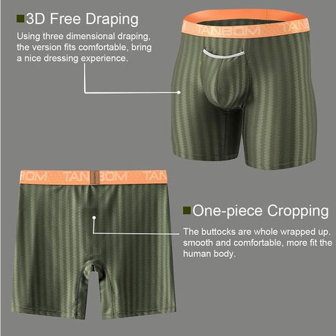 ZONBAILON Mens Underwear Stripe Ice Silk Cooling Boxer Briefs Horizontal Fly in Kuwait