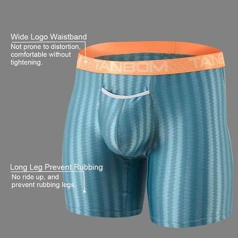 ZONBAILON Mens Underwear Stripe Ice Silk Cooling Boxer Briefs Horizontal Fly in Kuwait