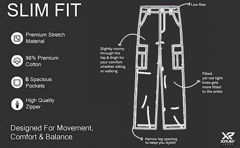X RAY Men's Stretch Cargo Pants, Casual Flex Hiking Multi-Pocket Tactical Work Slim Fit Cargo Pants for Men in Kuwait