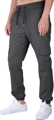 ITALYMORN Cargo Joggers بنطال عمل أسود للرجال مع جيوب in Kuwait
