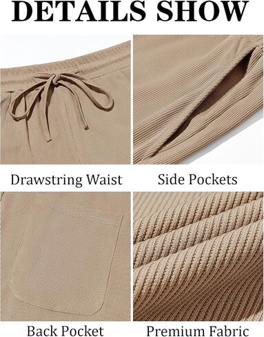 Runcati Mens Casual Pants Drawstring Elastic Waist Ribbed Sweatpants Straight Leg Loose Fit Trousers in Saudi Arabia