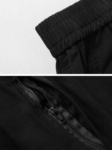 Lanesra Men's Boys Full Elastic Waist Casual Cargo Pants Relaxed Fit Lightweight Pull On Workwear Pant in Kuwait