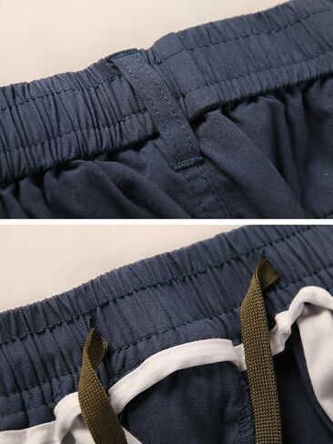 Lanesra Men's Boys Full Elastic Waist Casual Cargo Pants Relaxed Fit Lightweight Pull On Workwear Pant in Kuwait