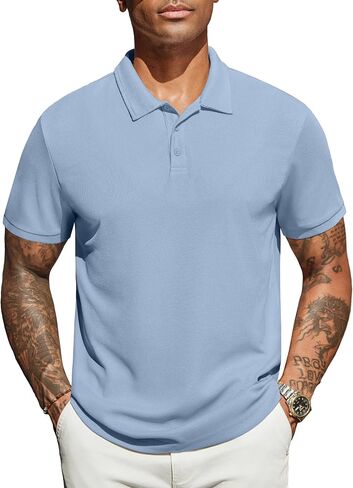 COOFANDY Men's Polo Shirts Short Sleeve Classic Fit Golf Shirts Casual Solid Waffle Collared T Shirt in Saudi Arabia