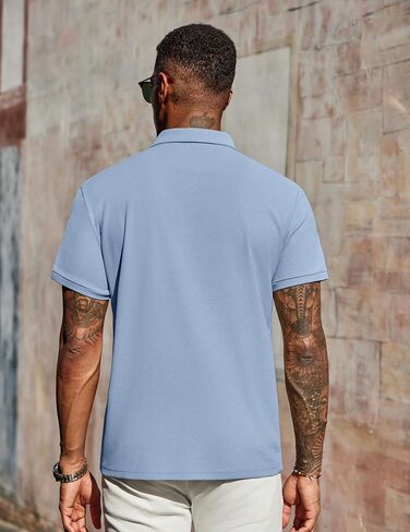 COOFANDY Men's Polo Shirts Short Sleeve Classic Fit Golf Shirts Casual Solid Waffle Collared T Shirt in Saudi Arabia