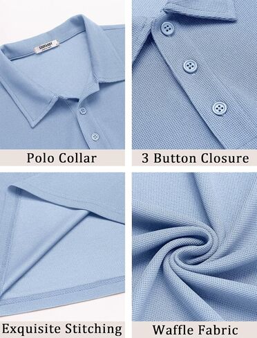 COOFANDY Men's Polo Shirts Short Sleeve Classic Fit Golf Shirts Casual Solid Waffle Collared T Shirt in Saudi Arabia