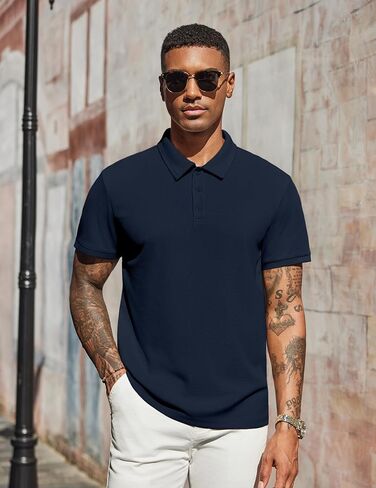 COOFANDY Men's Polo Shirts Short Sleeve Classic Fit Golf Shirts Casual Solid Waffle Collared T Shirt in Saudi Arabia