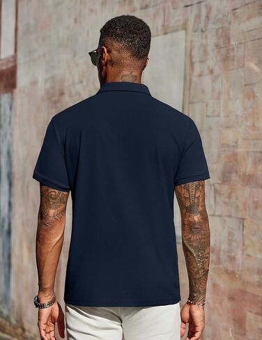 COOFANDY Men's Polo Shirts Short Sleeve Classic Fit Golf Shirts Casual Solid Waffle Collared T Shirt in Saudi Arabia