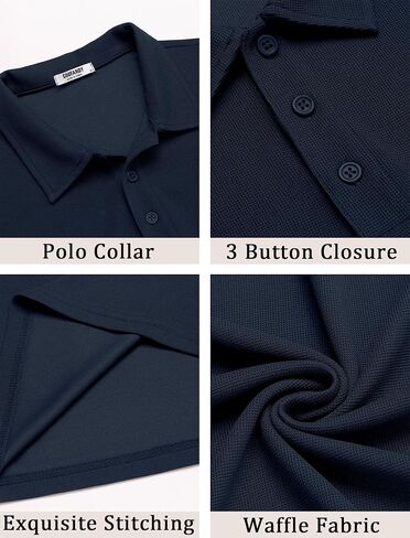 COOFANDY Men's Polo Shirts Short Sleeve Classic Fit Golf Shirts Casual Solid Waffle Collared T Shirt in Saudi Arabia