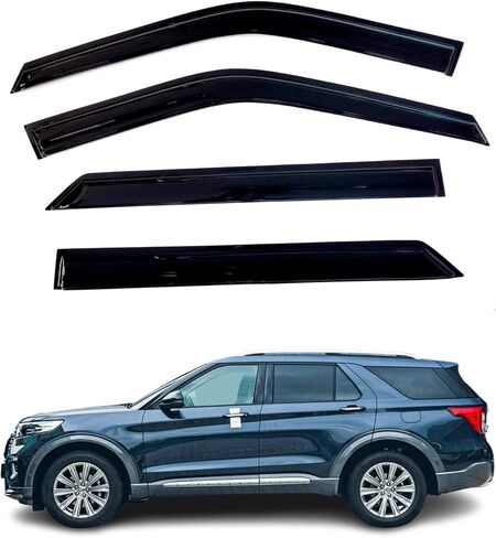 حاجب النافذة الجانبية حاجب الشمس واقي المطر فتحة التهوية يناسب فورد اكسبلورر 2020 2021 2022 2023 جديد in Kuwait