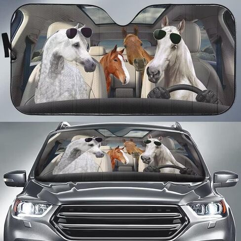 Highland Cows Driving Auto Windshield Sun Shade,Farm Horse Automotive Cover Blocks UV Rays Seat Protector Foldable Sun Visor Sunshade for Car Truck SUV to Keep Your Vehicle Cool in Saudi Arabia