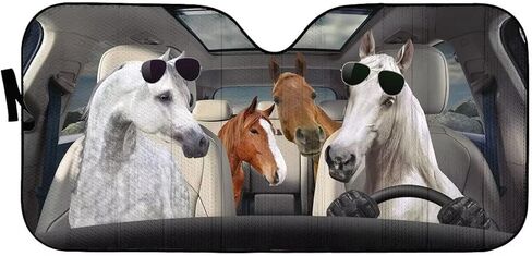 Highland Cows Driving Auto Windshield Sun Shade,Farm Horse Automotive Cover Blocks UV Rays Seat Protector Foldable Sun Visor Sunshade for Car Truck SUV to Keep Your Vehicle Cool in Saudi Arabia