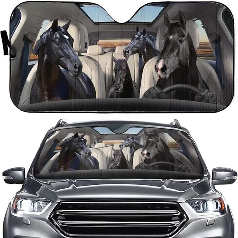 Highland Cows Driving Auto Windshield Sun Shade,Farm Horse Automotive Cover Blocks UV Rays Seat Protector Foldable Sun Visor Sunshade for Car Truck SUV to Keep Your Vehicle Cool in Saudi Arabia