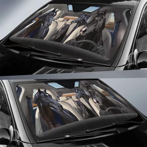 Highland Cows Driving Auto Windshield Sun Shade,Farm Horse Automotive Cover Blocks UV Rays Seat Protector Foldable Sun Visor Sunshade for Car Truck SUV to Keep Your Vehicle Cool in Saudi Arabia