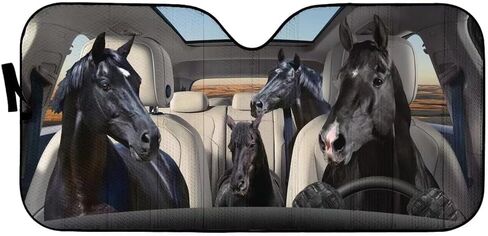 Highland Cows Driving Auto Windshield Sun Shade,Farm Horse Automotive Cover Blocks UV Rays Seat Protector Foldable Sun Visor Sunshade for Car Truck SUV to Keep Your Vehicle Cool in Saudi Arabia