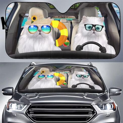 Highland Cows Driving Auto Windshield Sun Shade,Farm Horse Automotive Cover Blocks UV Rays Seat Protector Foldable Sun Visor Sunshade for Car Truck SUV to Keep Your Vehicle Cool in Saudi Arabia