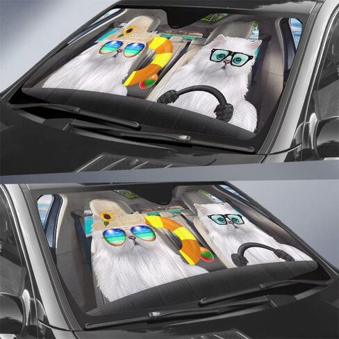 Highland Cows Driving Auto Windshield Sun Shade,Farm Horse Automotive Cover Blocks UV Rays Seat Protector Foldable Sun Visor Sunshade for Car Truck SUV to Keep Your Vehicle Cool in Saudi Arabia