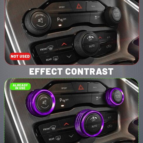 3PCS Air Conditioner Switch Button Knob Cover, Aluminum Alloy Knob Ring Trim Cover, Climate Control Knob Covers, Auto Accessories Compatible with Dodge Challenger Durango 2015-2022 (Black) in Saudi Arabia