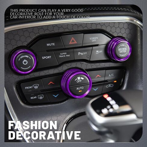 3PCS Air Conditioner Switch Button Knob Cover, Aluminum Alloy Knob Ring Trim Cover, Climate Control Knob Covers, Auto Accessories Compatible with Dodge Challenger Durango 2015-2022 (Black) in Saudi Arabia