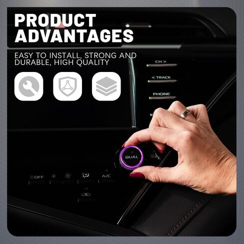 3PCS Air Conditioner Switch Button Knob Cover, Aluminum Alloy Knob Ring Trim Cover, Climate Control Knob Covers, Auto Accessories Compatible with Dodge Challenger Durango 2015-2022 (Black) in Saudi Arabia