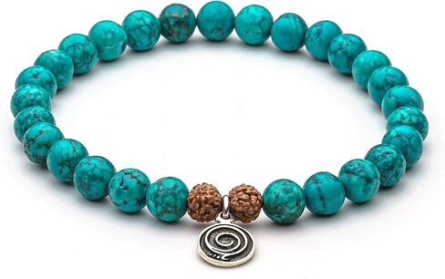 Gratitude Gifted Turquoise Bracelet with Sterling Silver Gratitude Symbol Charm - Healing Crystal Jewelry, Appreciation Gift, Thank You Bracelet for Friends & Family, Positive Energy & Protection. in Saudi Arabia