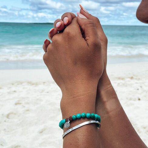 Gratitude Gifted Turquoise Bracelet with Sterling Silver Gratitude Symbol Charm - Healing Crystal Jewelry, Appreciation Gift, Thank You Bracelet for Friends & Family, Positive Energy & Protection. in Saudi Arabia