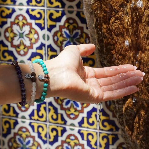 Gratitude Gifted Turquoise Bracelet with Sterling Silver Gratitude Symbol Charm - Healing Crystal Jewelry, Appreciation Gift, Thank You Bracelet for Friends & Family, Positive Energy & Protection. in Saudi Arabia