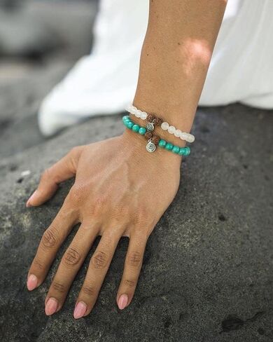 Gratitude Gifted Turquoise Bracelet with Sterling Silver Gratitude Symbol Charm - Healing Crystal Jewelry, Appreciation Gift, Thank You Bracelet for Friends & Family, Positive Energy & Protection. in Saudi Arabia