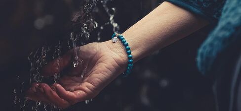 Gratitude Gifted Turquoise Bracelet with Sterling Silver Gratitude Symbol Charm - Healing Crystal Jewelry, Appreciation Gift, Thank You Bracelet for Friends & Family, Positive Energy & Protection. in Saudi Arabia
